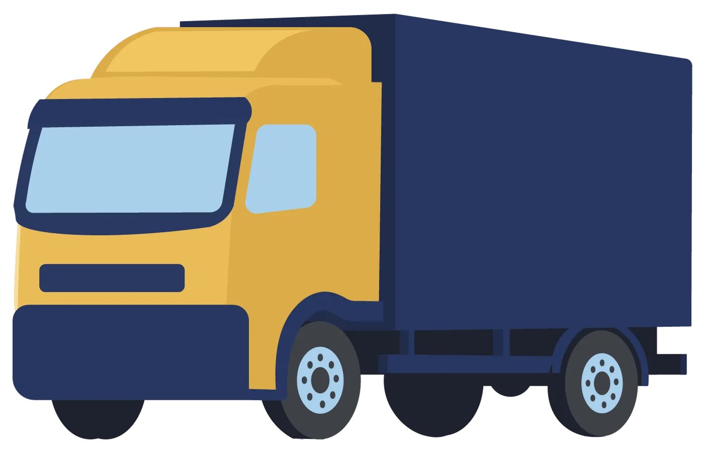 Illustration d'un camion bleu et jaune