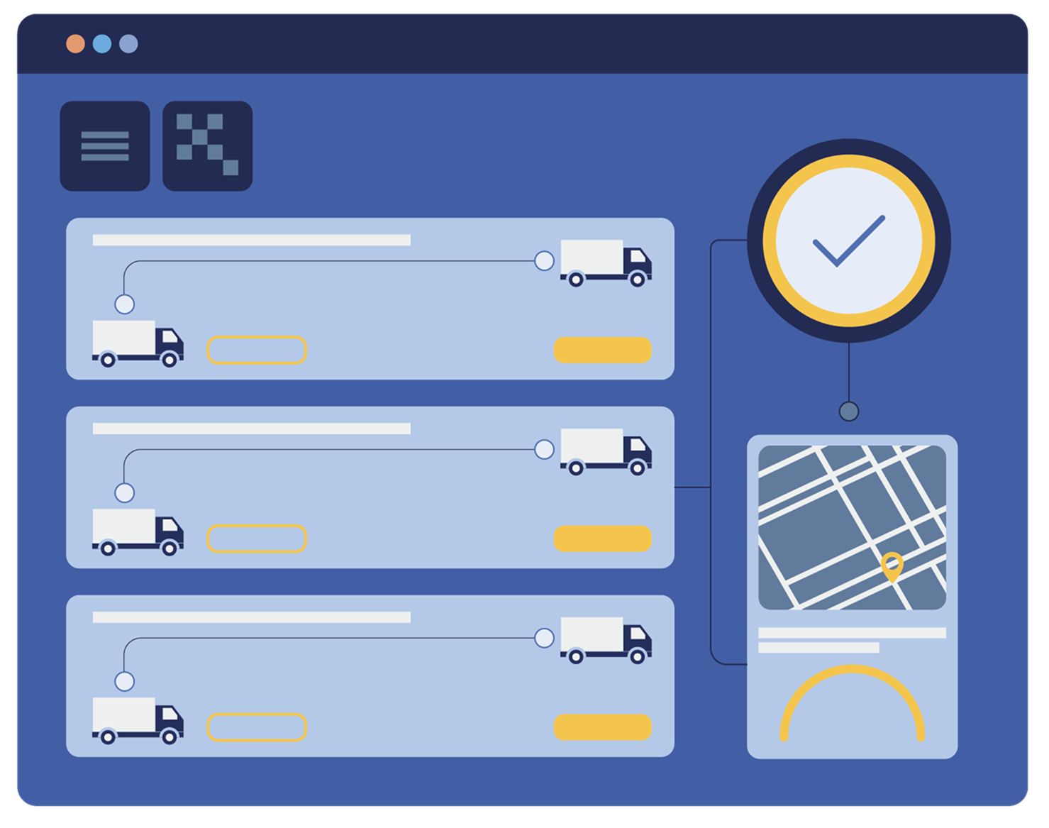 Illustration futuriste de recherche rapide de camions